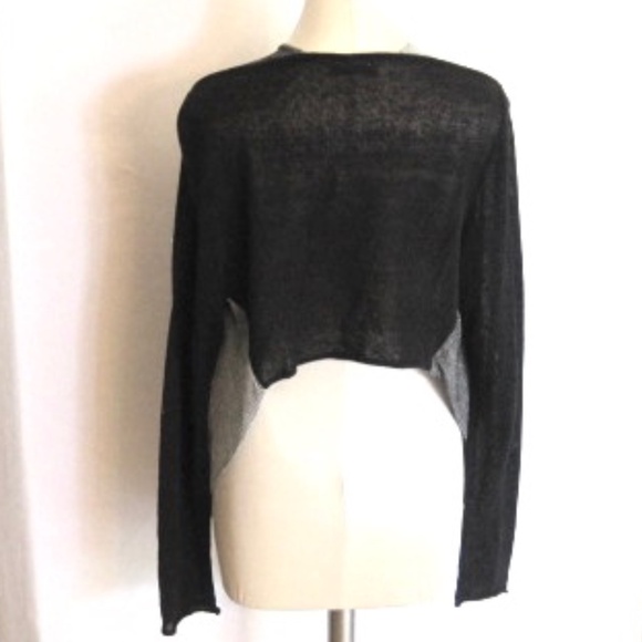 Sarah Pacini Cropped Asymmetric Open Front Knit Cardigan - Picture 2 of 5